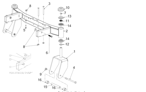 Front Axle Diagram and Parts List for RZT-L46KH (17BRCACN056)(2017) Cub Cadet Lawn Tractor